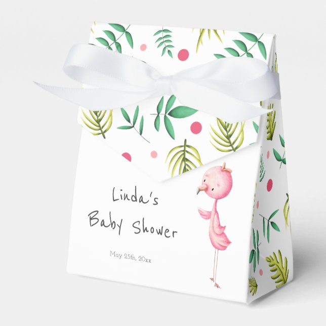 Cute Flamingo Baby Shower Favour Box (Front Side)