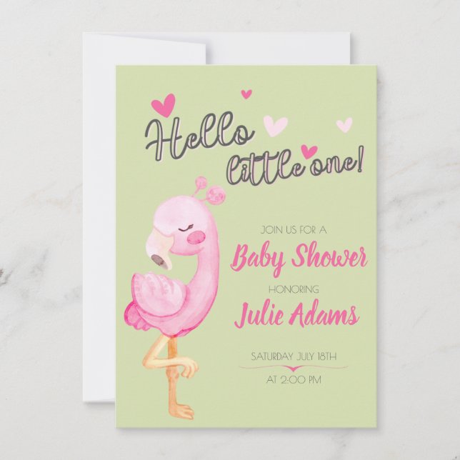 Cute Flamingo Baby Shower Invitation for Girl (Front)