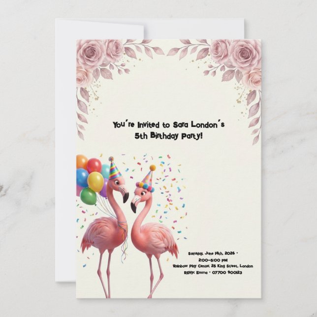 Cute Flamingo Birthday Party Invitation (Front)