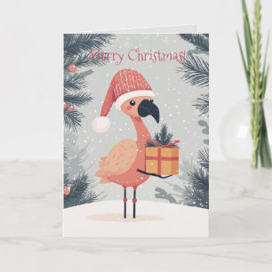 Cute Flamingo Christmas Card