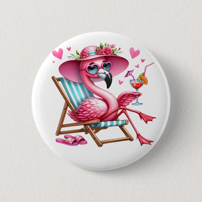 Cute Flamingo clipart 6 Cm Round Badge (Front)