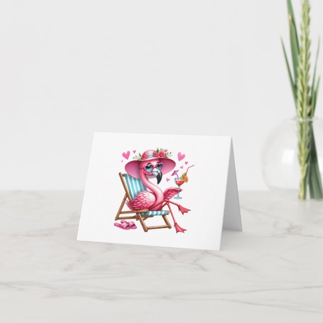 Cute Flamingo clipart Thank You Card (Front)