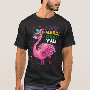 Cute Flamingo Clown Crown Mardi Gras T-Shirt