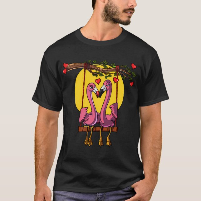 Cute Flamingo Couple T-Shirt (Front)