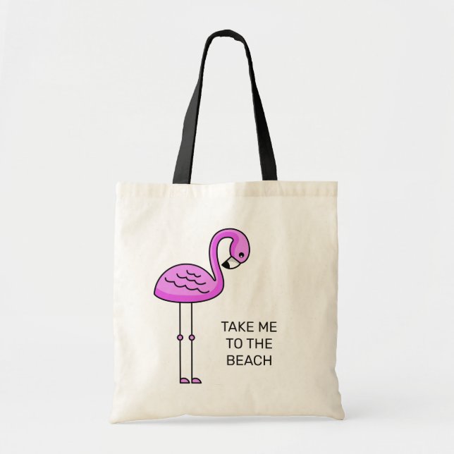Cute Flamingo custom text tote bags (Front)