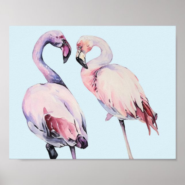 Cute Flamingo Drawing Poster (Front)