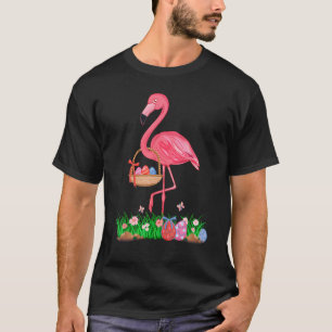 Cute Flamingo Easter Egg Basket For Women Girls Ki T-Shirt