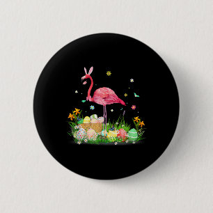 Cute Flamingo Fun Easter Day Lover Egg Hunt Flower 6 Cm Round Badge