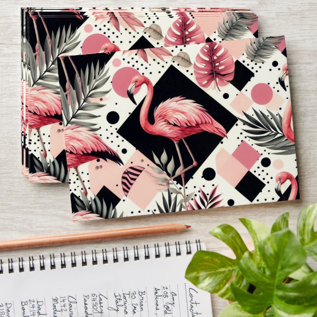 Cute Flamingo Geometric Envelope (Stacked)
