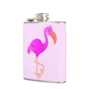 Cute Flamingo - Happy - Hip Flask