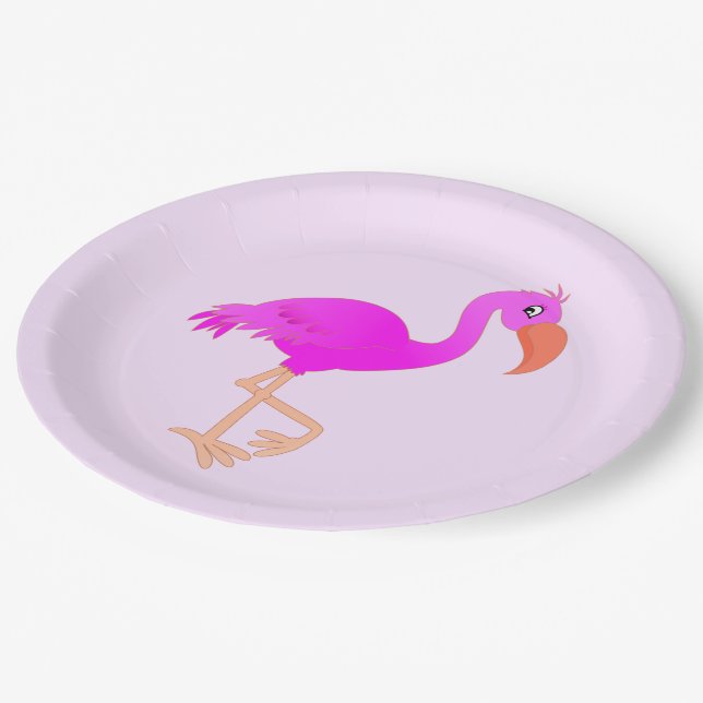 Cute Flamingo - Happy Party Paper Plate (Angled)