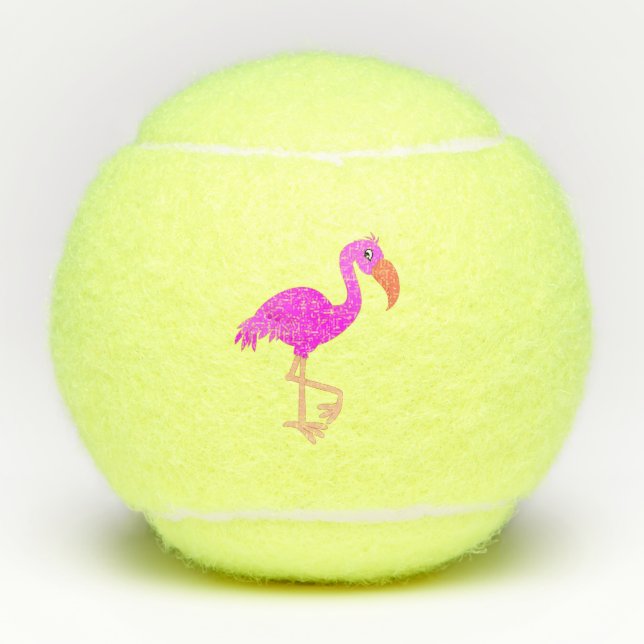 Cute Flamingo - Happy Tennis Balls (Front)