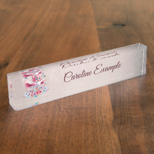 Cute flamingo in cartoon style,  nameplate