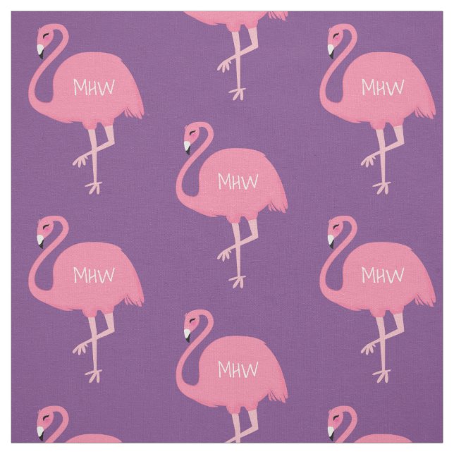 Cute Flamingo optional custom monogram fabric (Swatch)