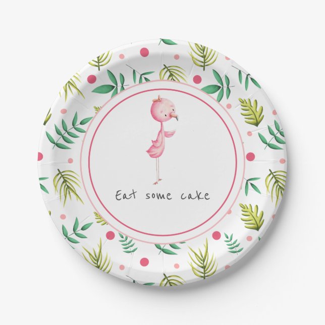 Cute Flamingo Party Paper Plate (Front)