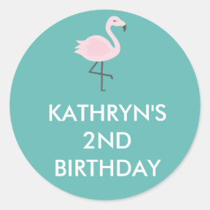 Cute Flamingo Pastel Personalised Sticker