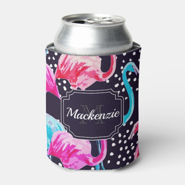 Cute Flamingo Pattern Can Cooler (Can Front)