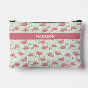 Cute Flamingo pattern custom name Accessory Pouch