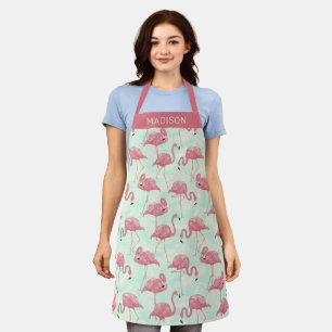 Cute Flamingo pattern custom name prons Apron