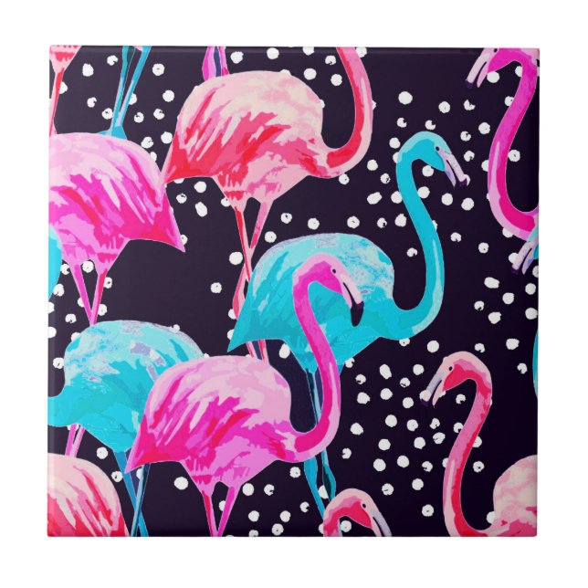 Cute Flamingo Pattern Tile (Front)