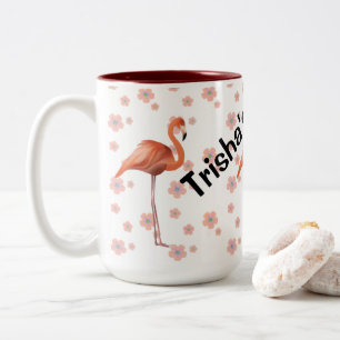 Cute flamingo personalised  Two-Tone coffee mug