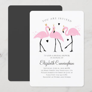 Cute Flamingo Princess Bridal Shower Invitation