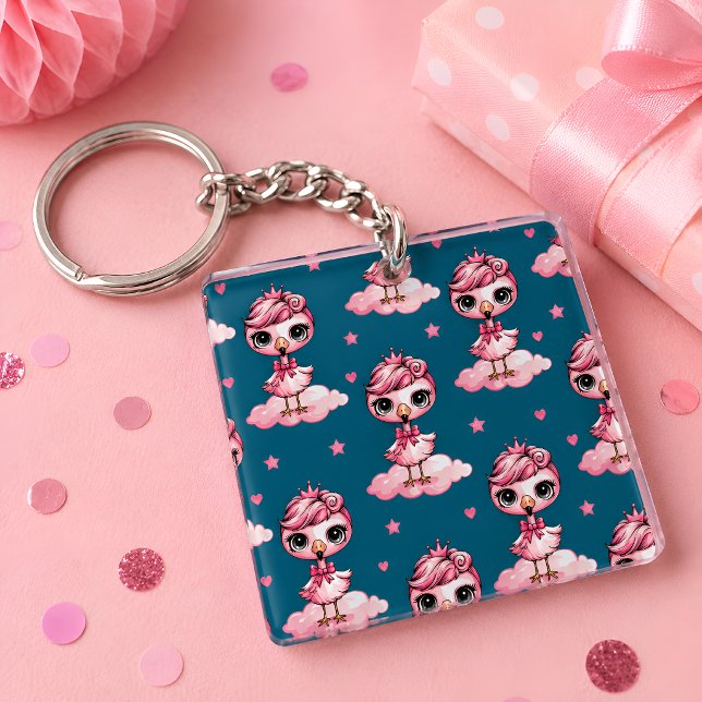 Cute Flamingo Princess Key Ring (Creator Uploaded)