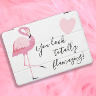 Cute Flamingo Quote Totally Flamazing Pink White  iPad Pro Cover
