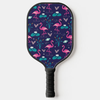 Cute Flamingo Seamless Pattern Pickleball Paddle