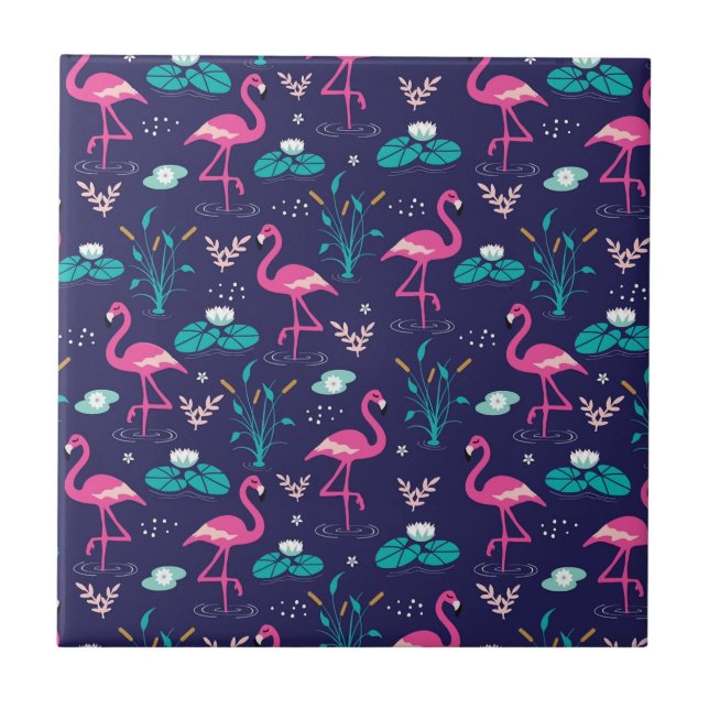 Cute Flamingo Seamless Pattern Tile (Front)