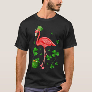 Cute Flamingo St Patrick's Day Leprechaun Hat Flam T-Shirt