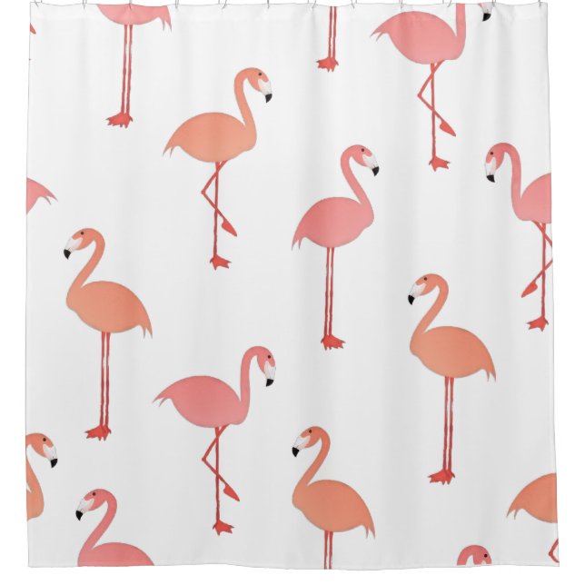 Cute flamingo summer illustration seamless pattern shower curtain (Front)