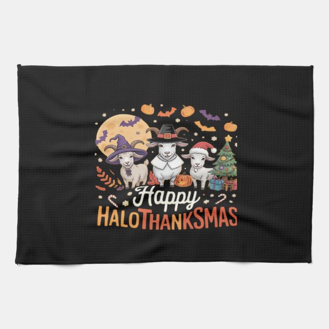 Cute Flamingo Thanksgiving I'm Not a Turkey! Funny Tea Towel (Horizontal)