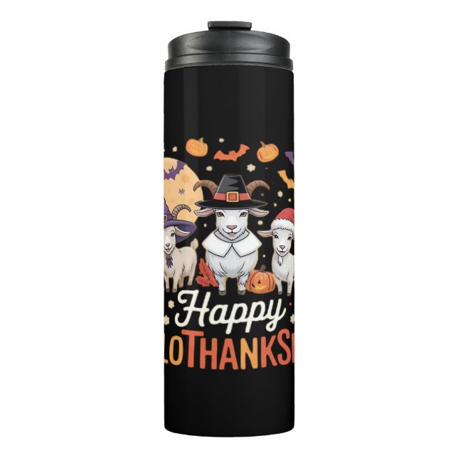 Cute Flamingo Thanksgiving I'm Not a Turkey! Funny Thermal Tumbler (Front)