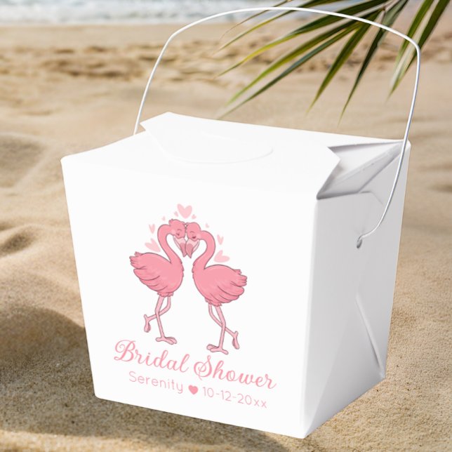 Cute Flamingo Tropical Pink Hawaiian Bridal Shower Favour Box (Creator Uploaded)