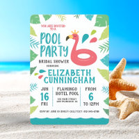 Cute Flamingo Tropical Pool Party Bridal Shower