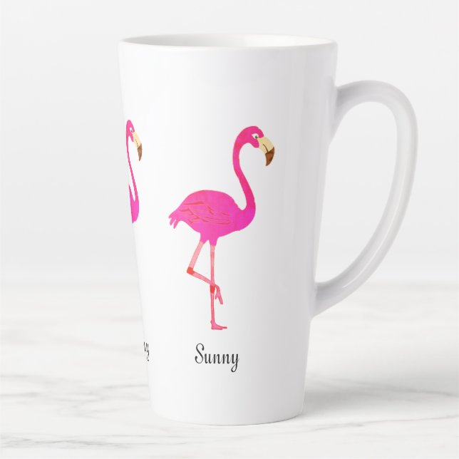 Cute flamingos and calligraphy latte mug (Right)