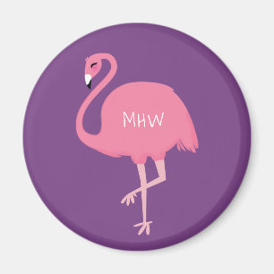 Cute Flamingos custom monogram magnet