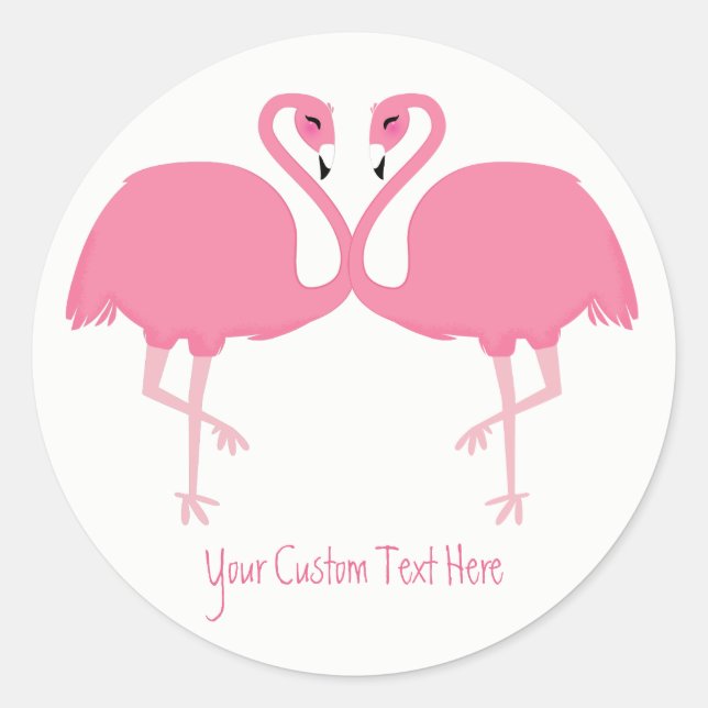 Cute Flamingos custom text stickers (Front)