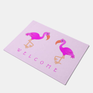 Cute Flamingos - Happy - Welcome Doormat