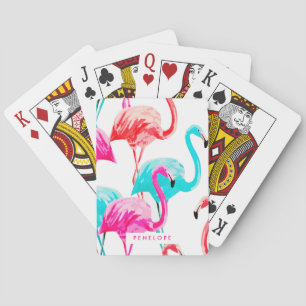 Cute Flamingos Playing Cards