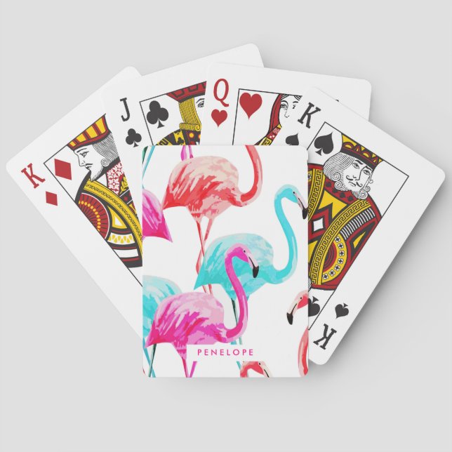 Cute Flamingos Playing Cards (Back)