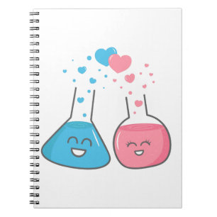 Cute flasks in love, we've got chemistry notebook