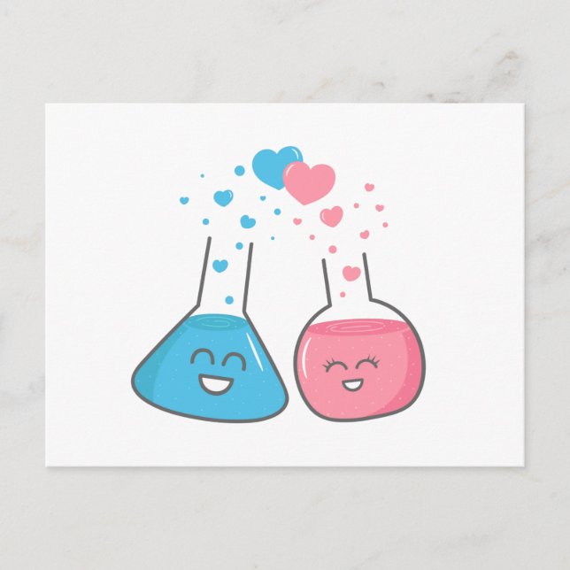 Cute flasks in love, we've got chemistry postcard (Front)