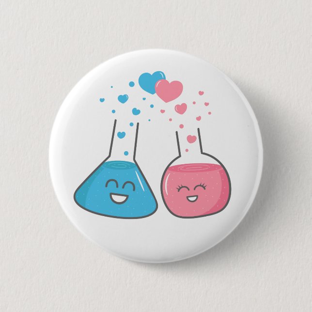 Cute Flasks with Perfect Chemistry in Love Button (Front)