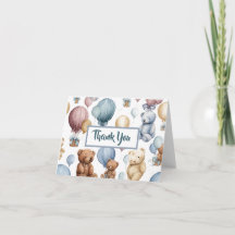 Cute Flat Baby Boy Thank You Card – Pastel Style