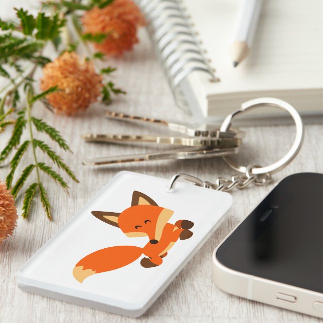 Cute Fleet Cartoon Fox Acrylic Keychain (Front Right)