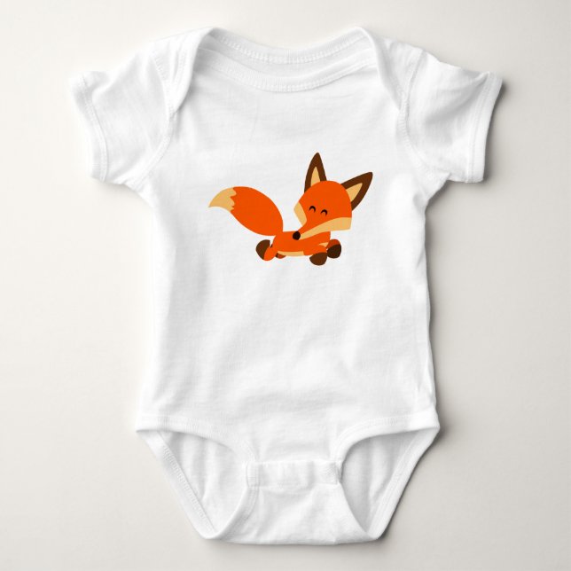 Cute Fleet Cartoon Fox Baby Bodysuit (Front)