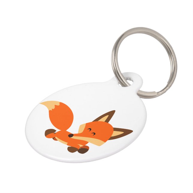Cute Fleet Cartoon Fox Dog Tag (Side)