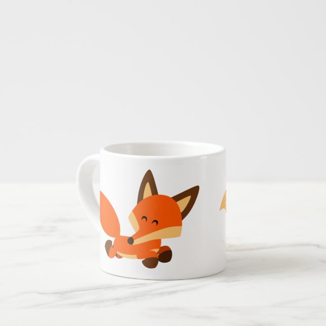 Cute Fleet Cartoon Fox Espresso Mug (Front Left)